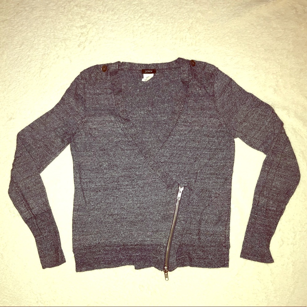 J. Crew wool and linen side zip cardigan